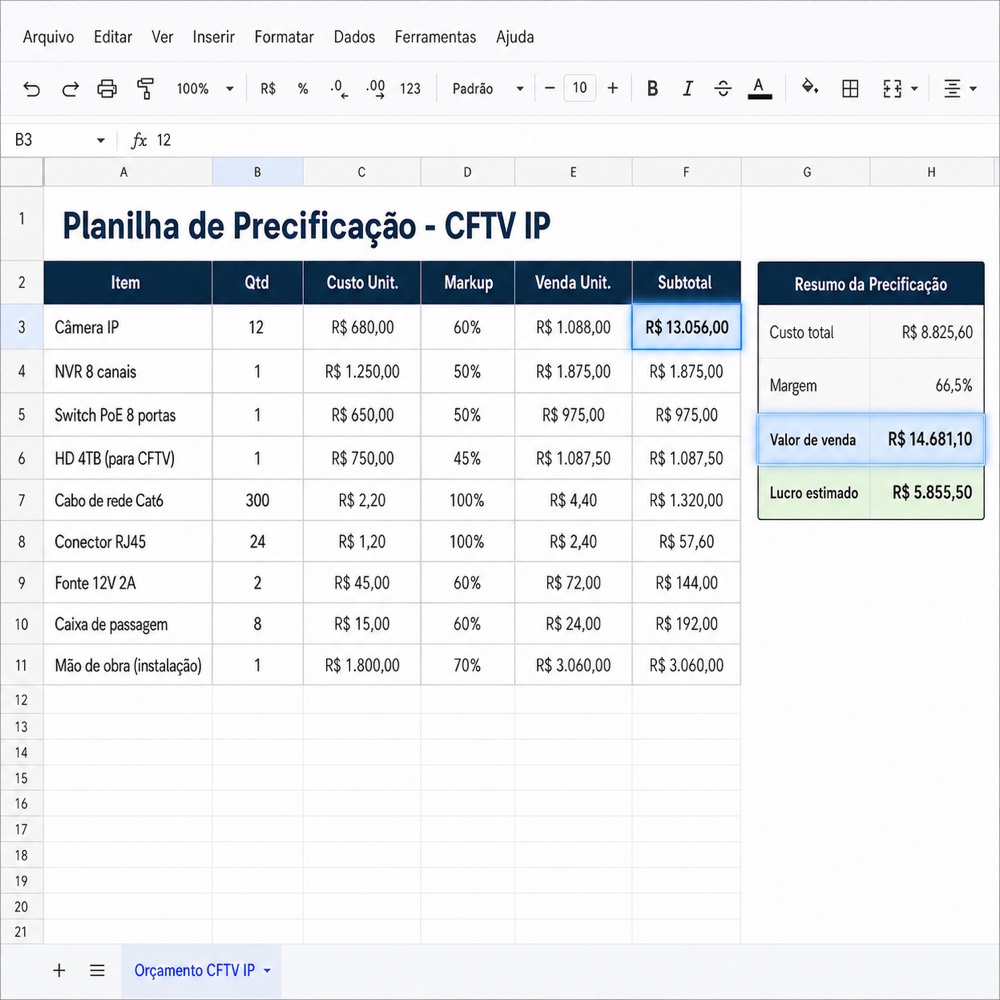 Planilha de Precificação de Projeto IP