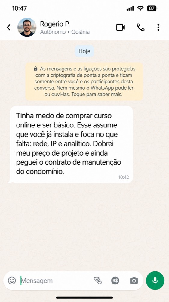 Depoimento de aluno, Rogério P.